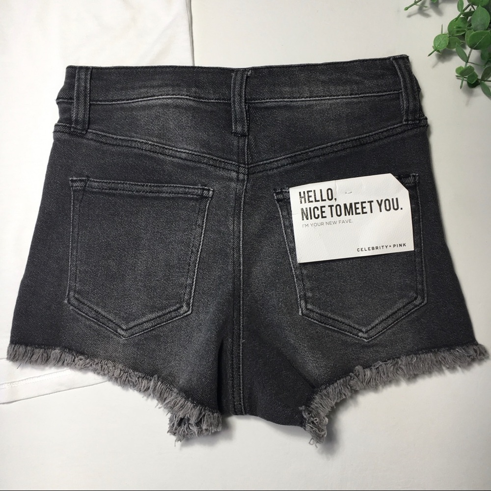 Celebrity Pink High Rise Gray Frayed Jean Shorts - Picture 4 of 8